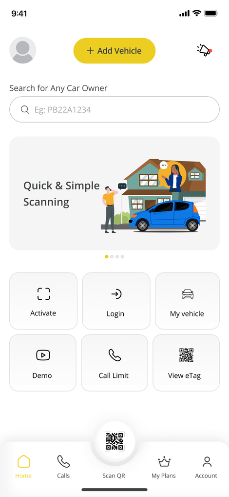 ScanMe+ app home screen