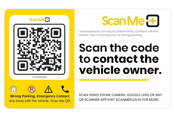 ScanMe+ personalized vehicle QR sticker